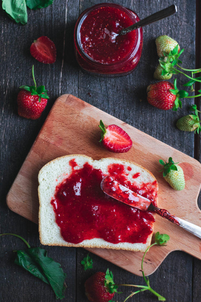 strawberries, strawberry, strawberry food photography, strawberry food styling, strawberry flatlay, strawberry jam, strawberry instant pot jam, bread and jam